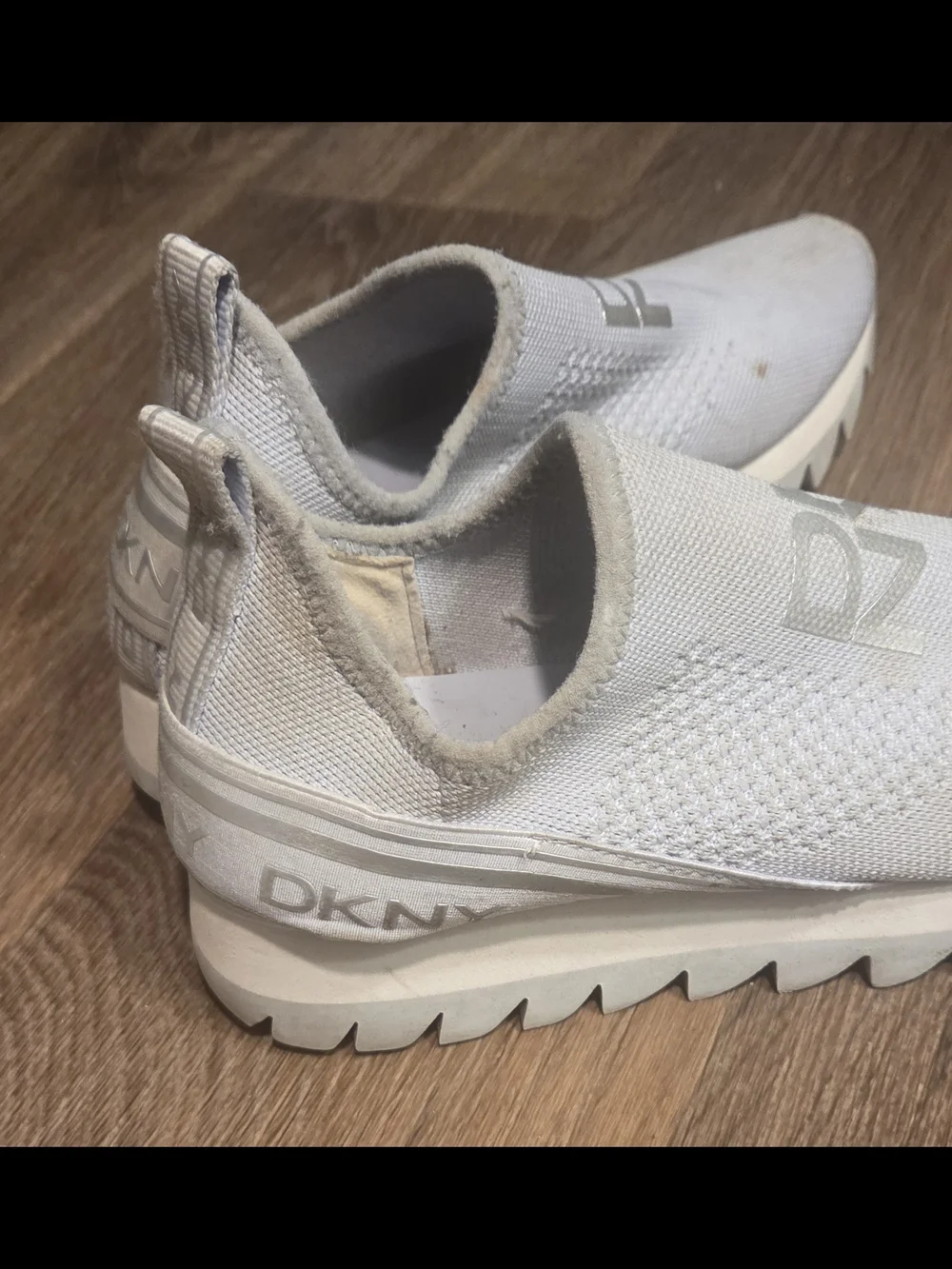 DKNY Women's Slip-On Knit Athletic Sneakers in White